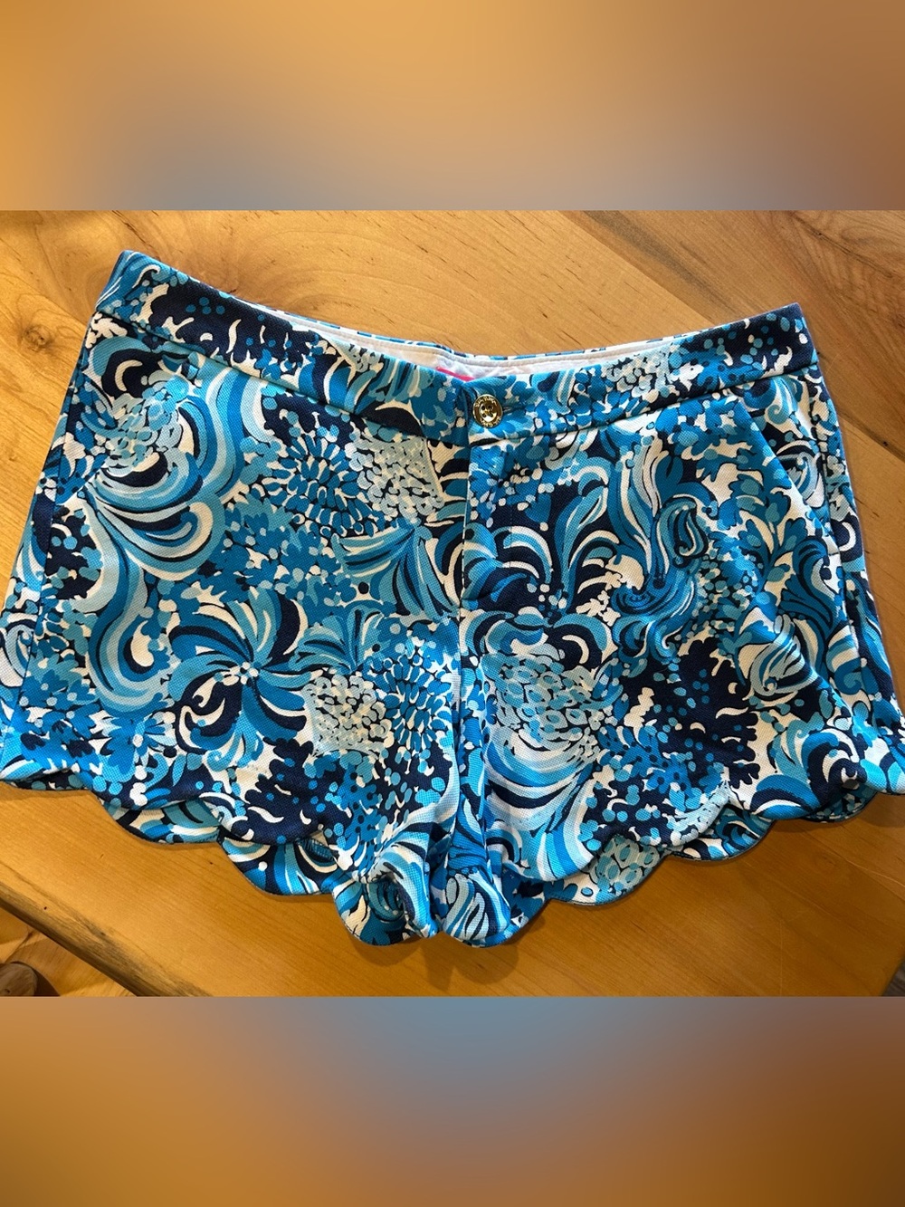 Lilly Pulitzer Buttercup Teal and Navy Floral Knit Shorts